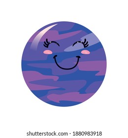 purple and blush kawaii planet of space futuristic and cosmos theme Vector illustration