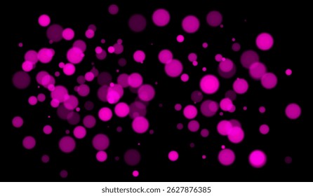 Paarse bokeh achtergrond met zachte gloeiende cirkels op donkere achtergrond. Zacht licht vervagen effect voor abstracte, futuristische of feestelijke vector ontwerpen en overlays.