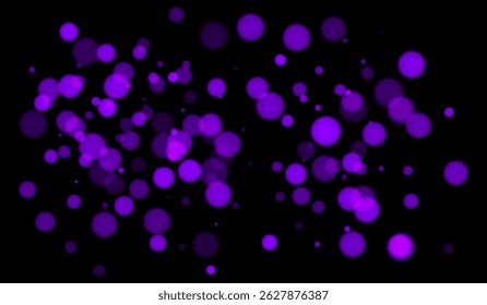 Paarse bokeh achtergrond met zachte gloeiende cirkels op donkere achtergrond. Zacht licht vervagen effect voor abstracte, futuristische of feestelijke vector ontwerpen en overlays.
