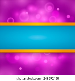 Purple bokeh background. With Space For Text. Template with colored tape. Bright flash. Vector illustration.