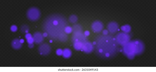 Purple bokeh. Soft glowing spheres with warm tint and blur, floating abstract particles for elegant, dreamy or romantic visual compositions.