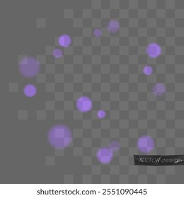 Purple bokeh. Vector illustration isolated on transparent background. Abstract Holiday Light Rays. For card, party, design, flyer, poster, banner, web, advertising