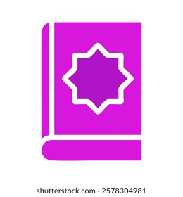 A purple book with an eight point star icon