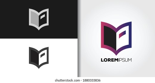purple book logo set idea template vector