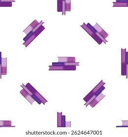 Purple books stacked together forming a seamless pattern, perfect for educational or literature related backgrounds
