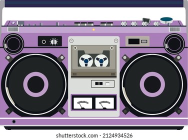 
Purple boombox from the 90s. Vector illustration
