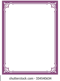 Purple Border Frame Deco Vector Art Simple Line Corner