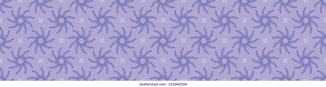 Purple botanical Fern very peri seamless Border. Colorful trend tone on tone. Foliage floral effect background. Vector tile.
