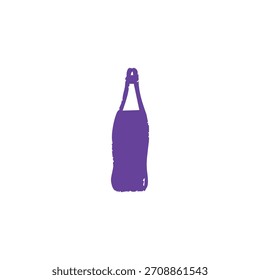 Un contorno de botella púrpura con textura áspera aislado sobre un fondo blanco.