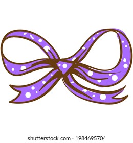 Vector de dibujos animados de color púrpura, corbata de pelo de cinta punteada icono plano