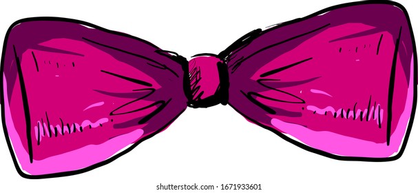 Purple bow, illustration, vector on white background.