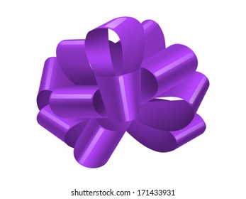 purple bow isolated on white. Vector illustration