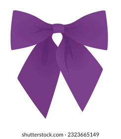 Purple bow on white background. vector illustration