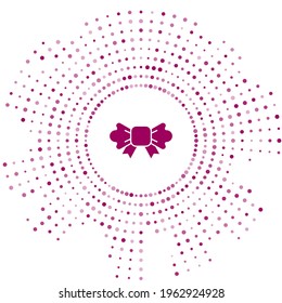 Purple Bow tie icon isolated on white background. Abstract circle random dots. Vector