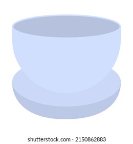 Purple bowl. Nice vase or cup. Color vector illustration. Isolated background. Round mug. Flat style. Idea for web design, invitations, postcards. Happy Easter.