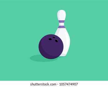 Purple Bowling Ball and white pin