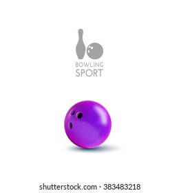 Purple bowling bowl isolated on the white background. Vector design elements.