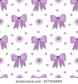 Purple bows, Valentine's Day, Scandinavian style, perfect for fabric, wrapping paper, textile, baby bedding, wallpaper, pajamas.