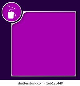 purple box for any text with cup of coffee