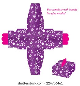 Purple box template with star pattern, vector illustration