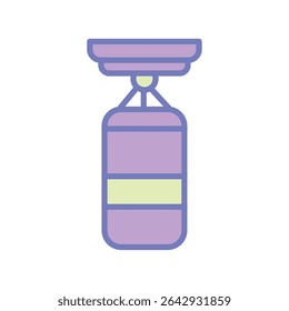 Ícone de saco de boxe roxo. Ilustração vetorial