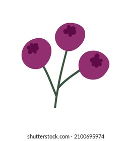 Purple branch berry  hand drawn naive art