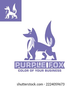 logotipo de zorro violeta valiente, silueta de elegantes ilustraciones de vector animal inteligente