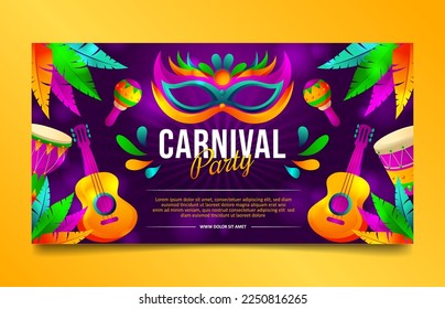 Purple Brazilian Carnival social media cover, horizontal banner template design