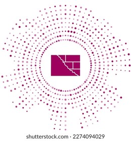 Icono de Ladrillos púrpura aislado en fondo blanco. Resumen de puntos aleatorios de círculo. Vector