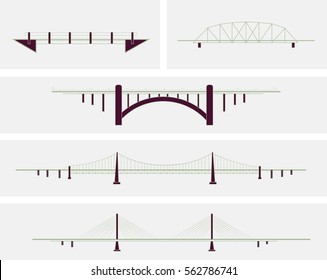 Purple bridge icons on light green background