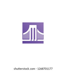 Purple Bridge with Square Shape Logo Design Vector