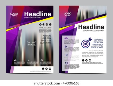 Purple Brochure Layout design template. Annual Report Flyer Leaflet cover Presentation Modern background. illustration vector in A4 size