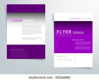 Purple brochure template flyer design vector with sample text for A4 size