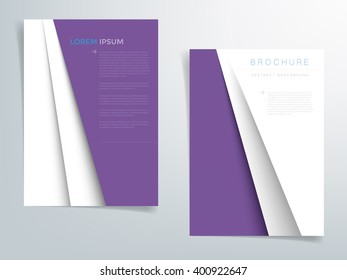 Purple brochure template flyer design vector background with sample text overlap paper layer purple element for A4 size