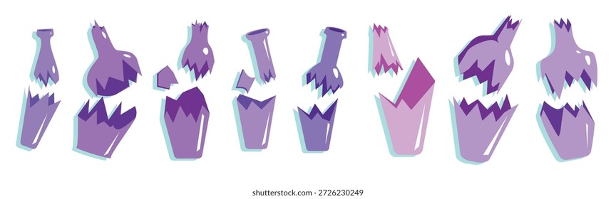 violett gebrochene Flasche, Vektorgrafik