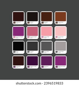 Purple, Brown, cream color combination palette with hex