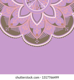 Purple and brown mandala pattern on purple background