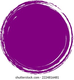 Purple brush circle. Round stamp vector isolated on background. Painted purple brush circle vector. For grunge badge, seal, ink and stamp design template. Round grunge hand drawn circle shape, vector