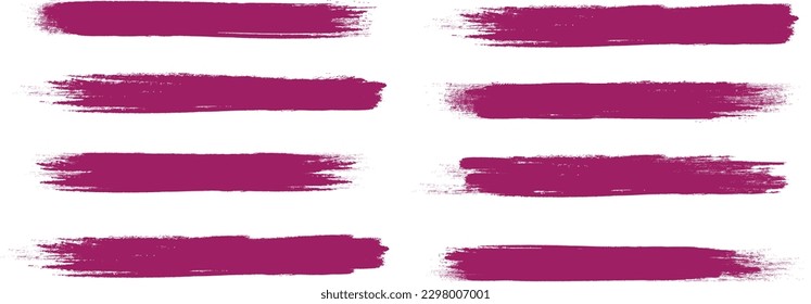 Purple brush stroke set isolated on background. Paint brush stroke vector for ink paint, grunge design element, dirt banner, watercolor design, dirty texture. Trendy brush stroke, vector illustration