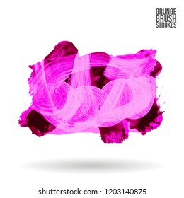 Purple brush stroke and texture. Grunge vector abstract hand - painted element. Underline and border design.