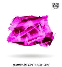 Purple brush stroke and texture. Grunge vector abstract hand - painted element. Underline and border design.
