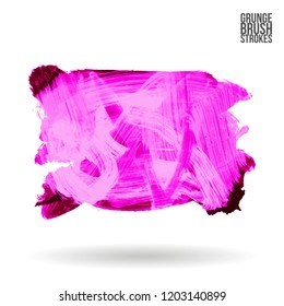Purple brush stroke and texture. Grunge vector abstract hand - painted element. Underline and border design.