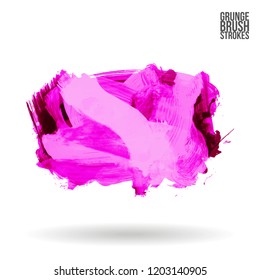 Purple brush stroke and texture. Grunge vector abstract hand - painted element. Underline and border design.