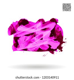 Purple brush stroke and texture. Grunge vector abstract hand - painted element. Underline and border design.