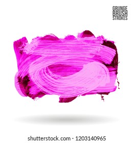 Purple brush stroke and texture. Grunge vector abstract hand - painted element. Underline and border design.
