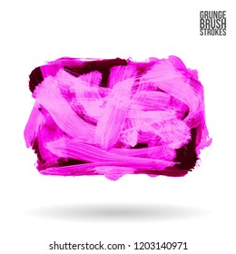 Purple brush stroke and texture. Grunge vector abstract hand - painted element. Underline and border design.