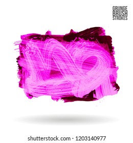 Purple brush stroke and texture. Grunge vector abstract hand - painted element. Underline and border design.