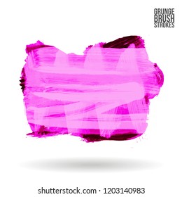 Purple brush stroke and texture. Grunge vector abstract hand - painted element. Underline and border design.