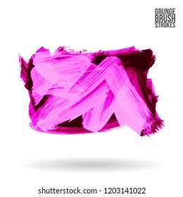 Purple brush stroke and texture. Grunge vector abstract hand - painted element. Underline and border design.