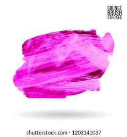 Purple brush stroke and texture. Grunge vector abstract hand - painted element. Underline and border design.